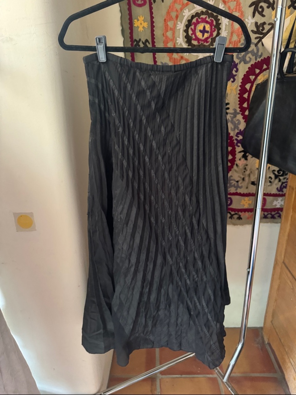 Black Pleated Midi Skirt
